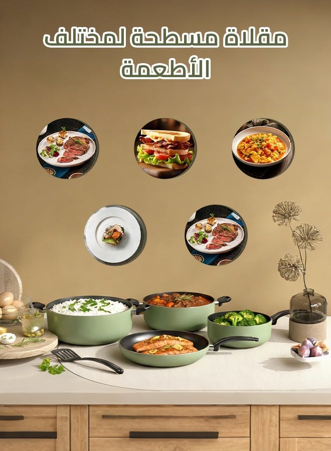 Sharpdo Kitchen Pots and Pans Set 8-Piece, Nonstick Mint Green Cooking Set for Induction & Gas, Healthy Coating Cookware with Lids - 18cm/24cm Pots, 20cm/24cm Fry Pans, Slotted Turner - Image 5